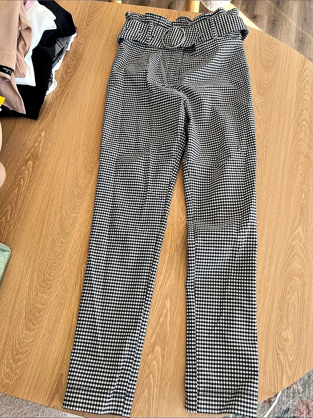 Tularosa Marz Belted Skinny Pants Houndstooth Black & White Small